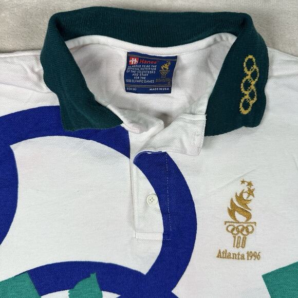 VTG Atlanta 1996 Olympic Games Hanes Polo Golf Shirt Men’s Size Small 90s USA - Picture 3 of 8